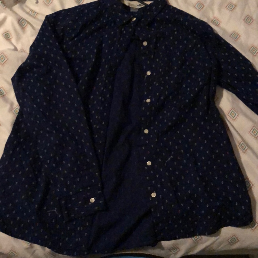 Navy blue anchors button up.